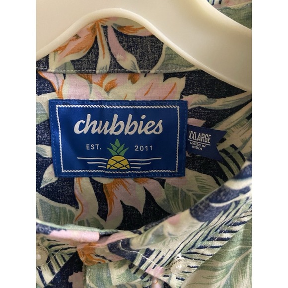 Chubbies Men's Hawaiian Half Button Shirt Floral Navy Multicolor Tropical XXL - Picture 9 of 12